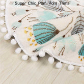 Floral Plant Throw Rugs with Pom Poms Fringe | Yedwo
